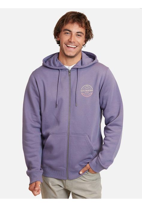 Poleron Fullzipper Established Mcmlx Hombre Morado Maui And Sons-0