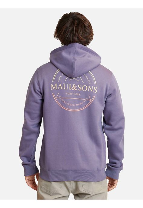 Poleron Fullzipper Established Mcmlx Hombre Morado Maui And Sons-1
