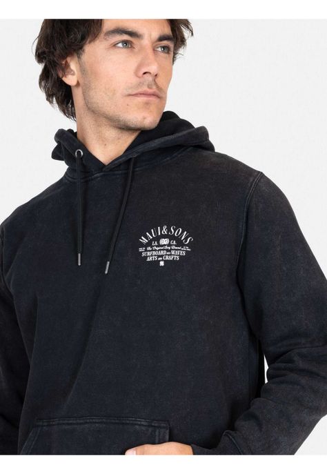 Poleron Canguro Jungle Negro Hombre Maui And Sons-2