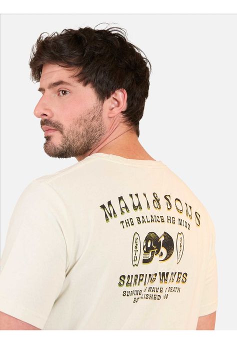 Polera MC Surfing Waves Beige Hombre Maui And Sons-3