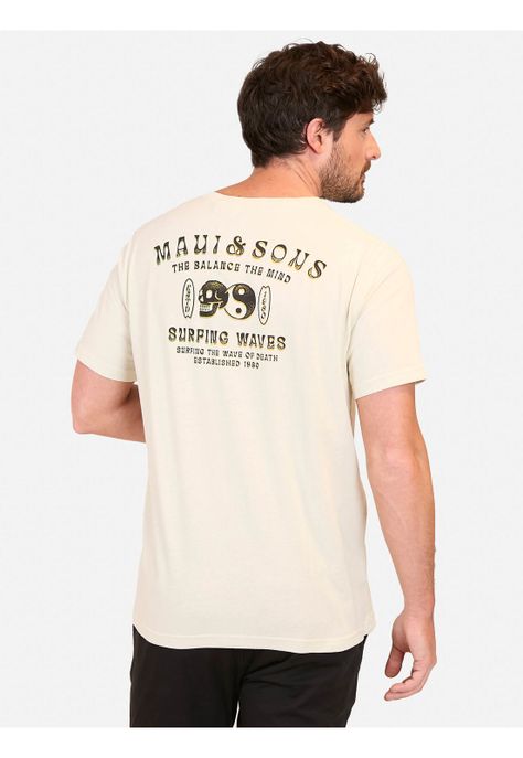 Polera MC Surfing Waves Beige Hombre Maui And Sons-1