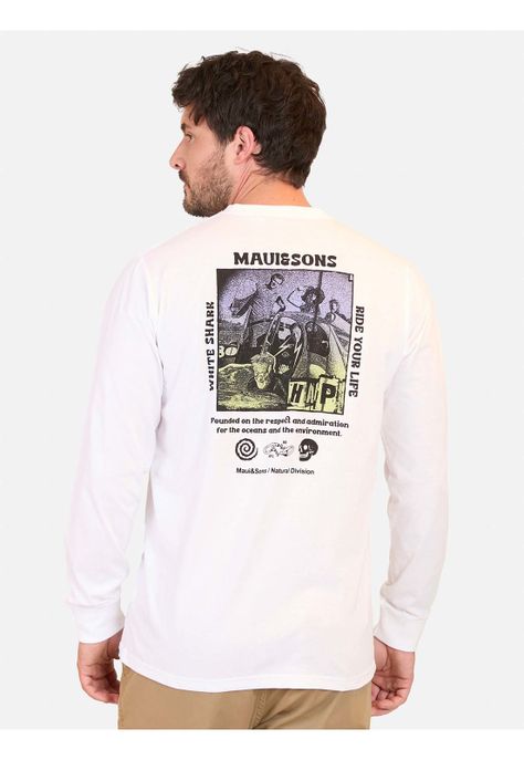 Polera ML Coral Coast Hombre Blanco Maui And Sons-1
