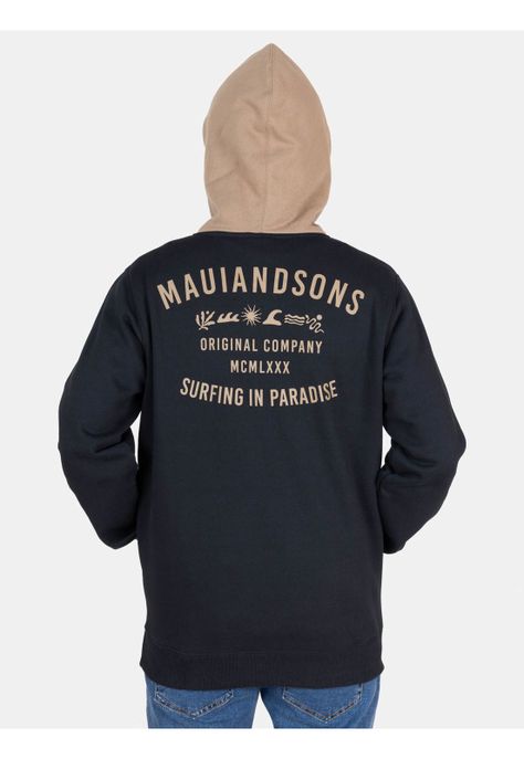 Poleron Canguro Waves Negro Hombre Maui And Sons-1