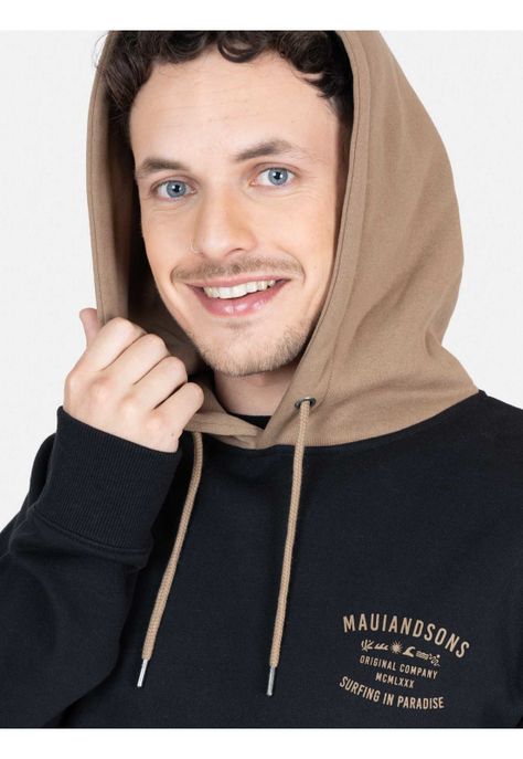Poleron Canguro Waves Negro Hombre Maui And Sons-2