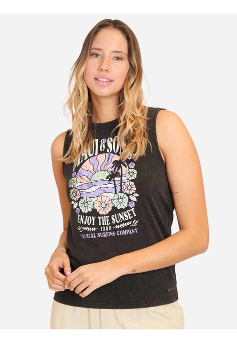 Polera MC Enjoy The Sunset Negro Mujer Maui And Sons-0