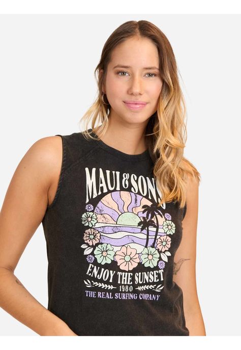 Polera MC Enjoy The Sunset Negro Mujer Maui And Sons-2