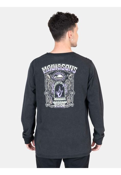 Polera ML Coastal Echo Negro Hombre Maui And Sons-1