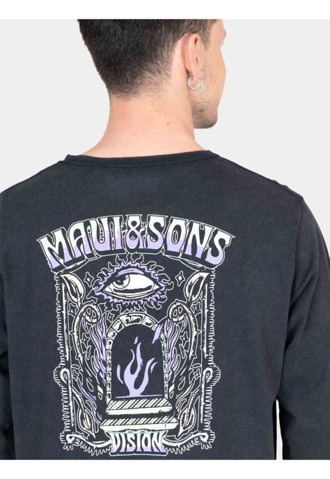 Polera ML Coastal Echo Negro Hombre Maui And Sons-2