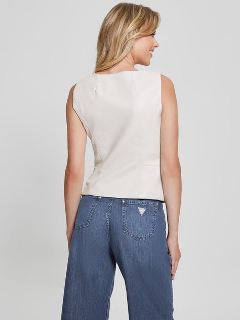 Top Guess Mujer New Fatima Vest Beige-4