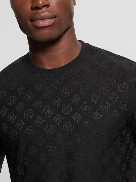 Polera Guess Hombre Ls Tonal Peony Jacquard Crew Negro-0