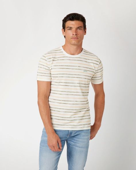 Polera Guess Hombre Ss Cn Striped Tee Beige-0