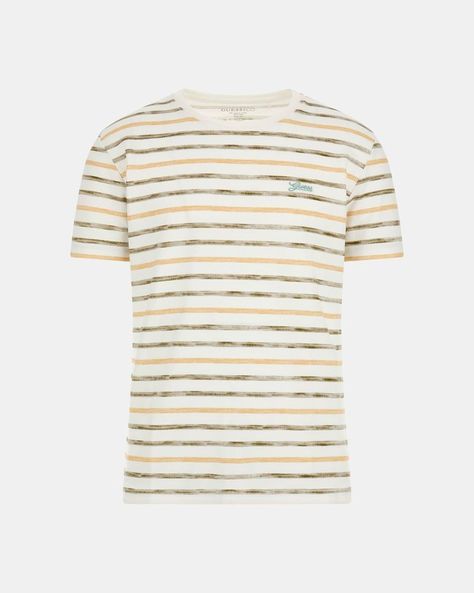 Polera Guess Hombre Ss Cn Striped Tee Beige-5
