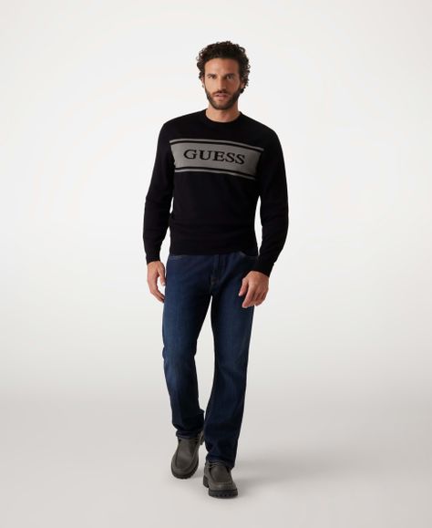 Tejido Guess Hombre Flick Cn Blocking Swtr Negro-1