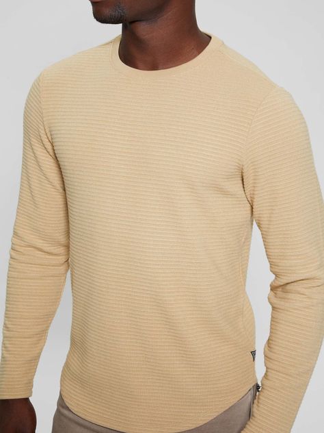 Polera Guess Hombre Ls Hudson Linear Texture Crew Café-2