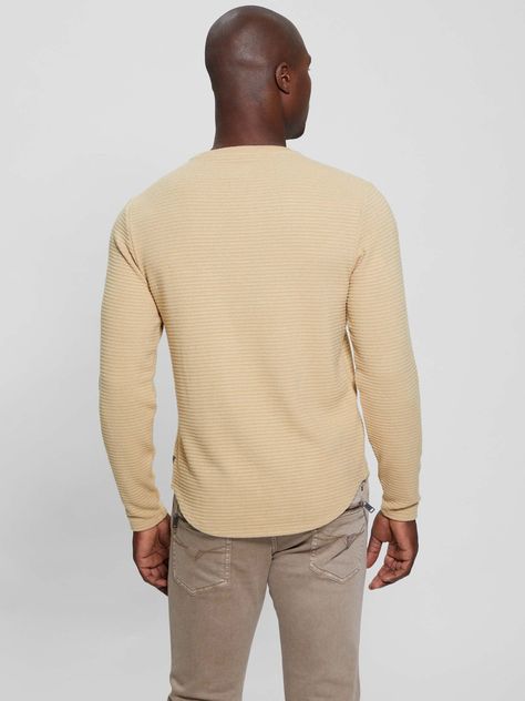 Polera Guess Hombre Ls Hudson Linear Texture Crew Café-3