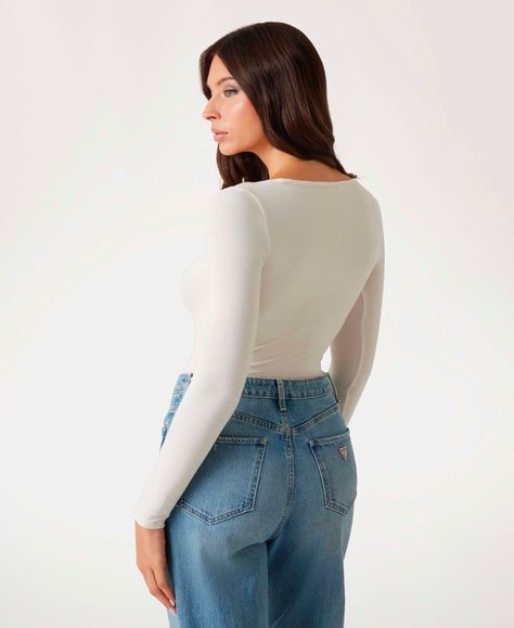 Polera Guess Mujer Ls Emmy Body Shiny Logo Blanco-1