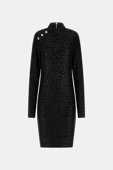 Vestido Guess Mujer Ls Elizabeth Mock Nck Dress Negro-5