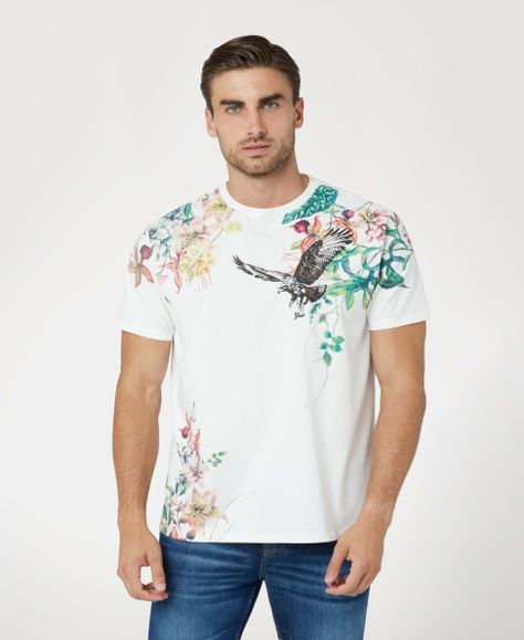 Polera Guess Hombre Ss Bsc Floral Hawk Tee Amarillo-0