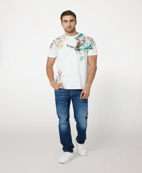 Polera Guess Hombre Ss Bsc Floral Hawk Tee Amarillo-1