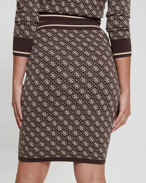 Falda Guess Mujer Lise 4G Skirt Swtr Café-3