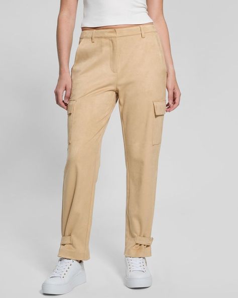 Pantalon Guess Mujer New Marzia Suede Cargo Beige-0