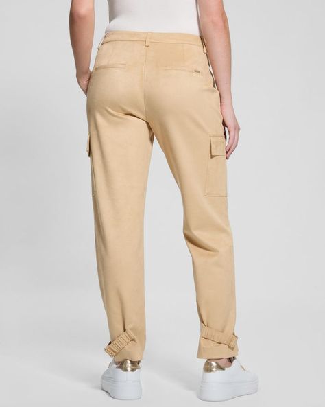 Pantalon Guess Mujer New Marzia Suede Cargo Beige-3