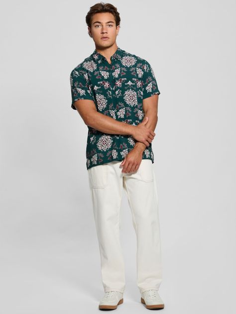 Camisa Guess Hombre Ss Eco Rayon Paisley Shirt Surtido-1