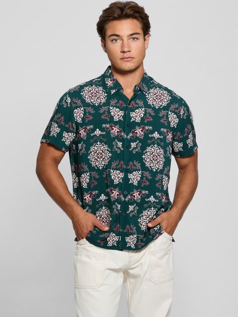 Camisa Guess Hombre Ss Eco Rayon Paisley Shirt Surtido-2