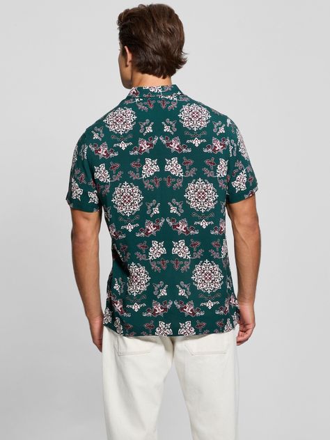Camisa Guess Hombre Ss Eco Rayon Paisley Shirt Surtido-3