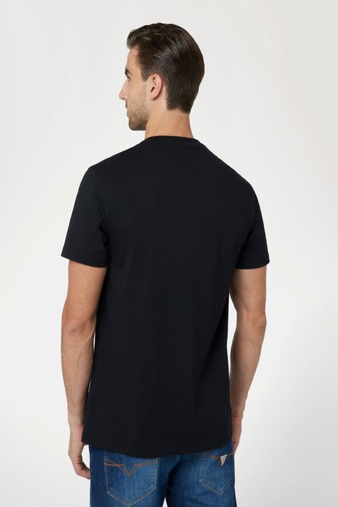 Polera Guess Hombre Ss Cn Embroidered Triangle Tee Negro-2