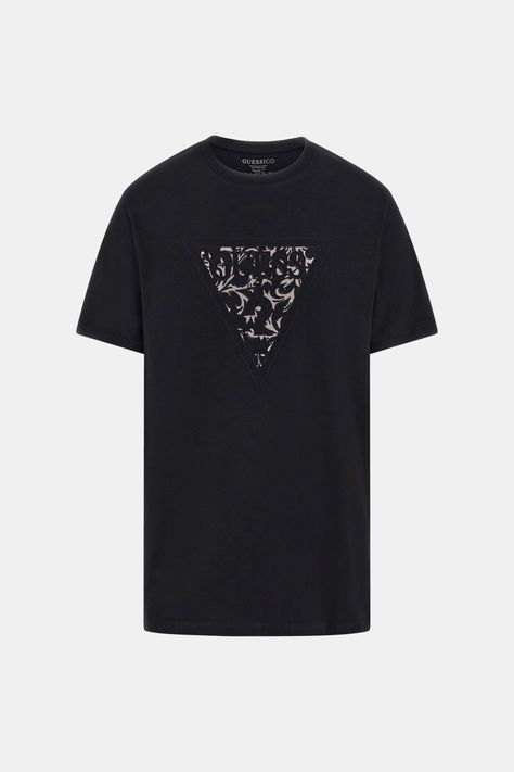 Polera Guess Hombre Ss Cn Embroidered Triangle Tee Negro-5