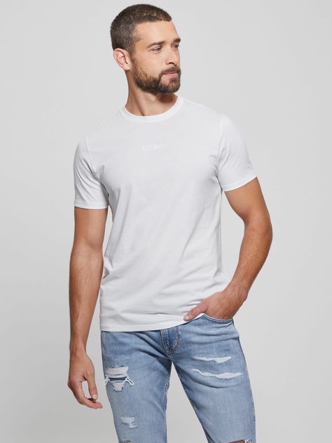 Polera Guess Hombre Ss Emb Pima Crew Blanco-0