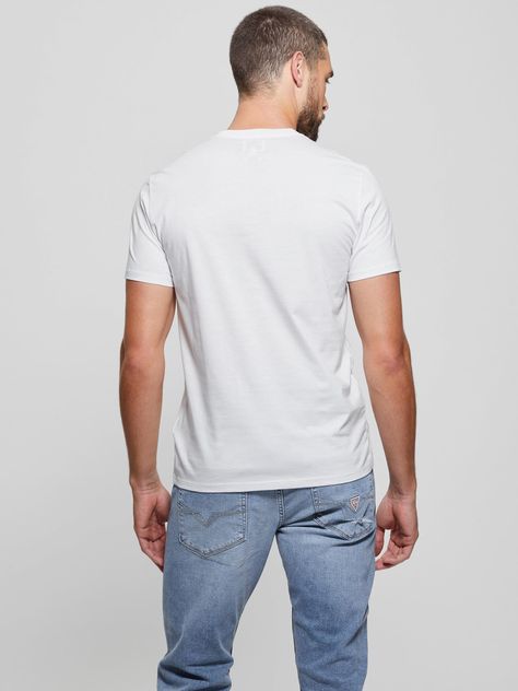 Polera Guess Hombre Ss Emb Pima Crew Blanco-3