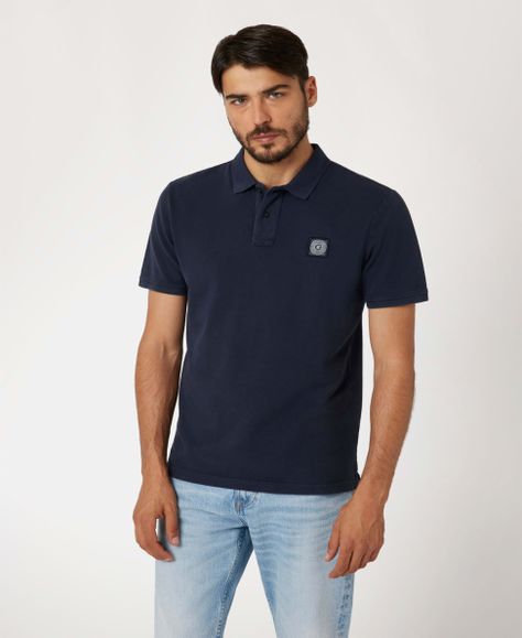 Polera Guess Hombre Washed Ss Polo Azul-0