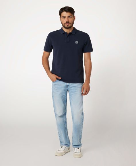Polera Guess Hombre Washed Ss Polo Azul-1