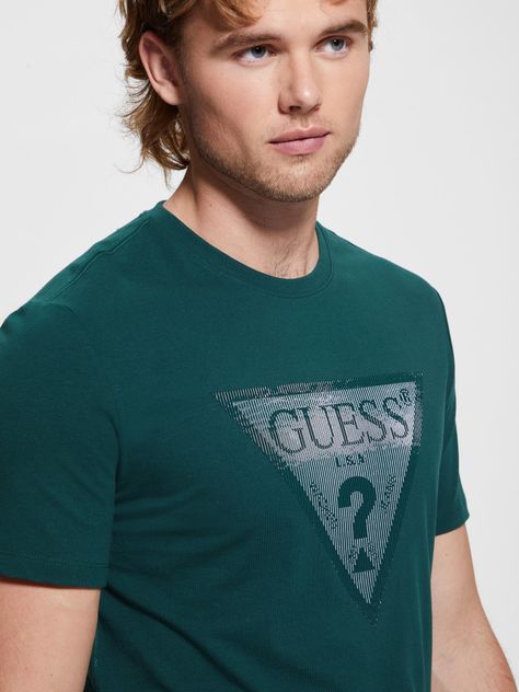 Polera Guess Hombre Ss Cn Shiny Gel Triangle Tee Verde-0
