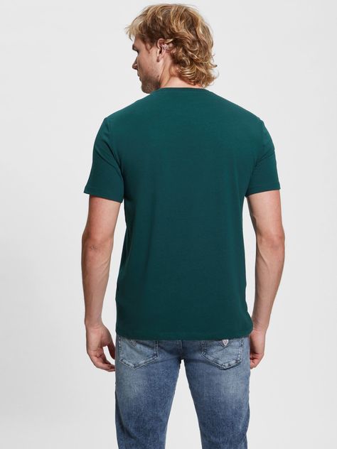 Polera Guess Hombre Ss Cn Shiny Gel Triangle Tee Verde-4