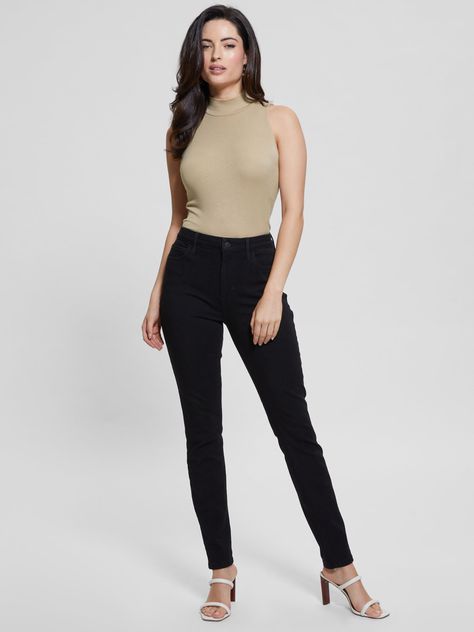 Polera Guess Mujer Sl Mock Nk Rib Priscilla Tank Beige-2