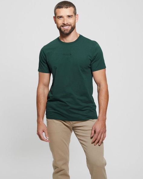 Polera Guess Hombre Ss Guess Emb Pima Crew Verde-0