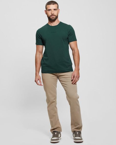 Polera Guess Hombre Ss Guess Emb Pima Crew Verde-1