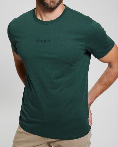 Polera Guess Hombre Ss Guess Emb Pima Crew Verde-2