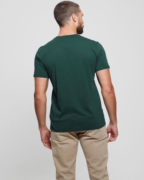 Polera Guess Hombre Ss Guess Emb Pima Crew Verde-3