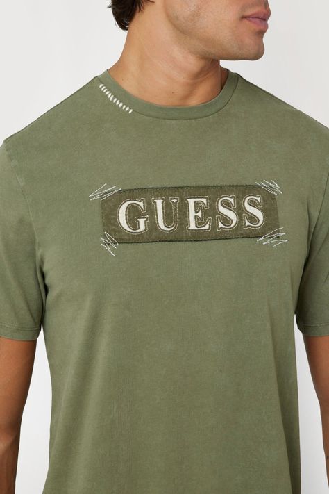 Polera Guess Hombre Ss Bsc Guess Applique Tee Verde-3