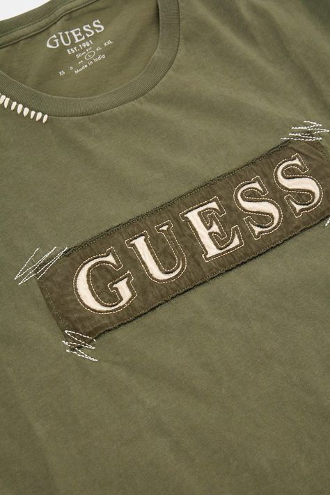 Polera Guess Hombre Ss Bsc Guess Applique Tee Verde-5