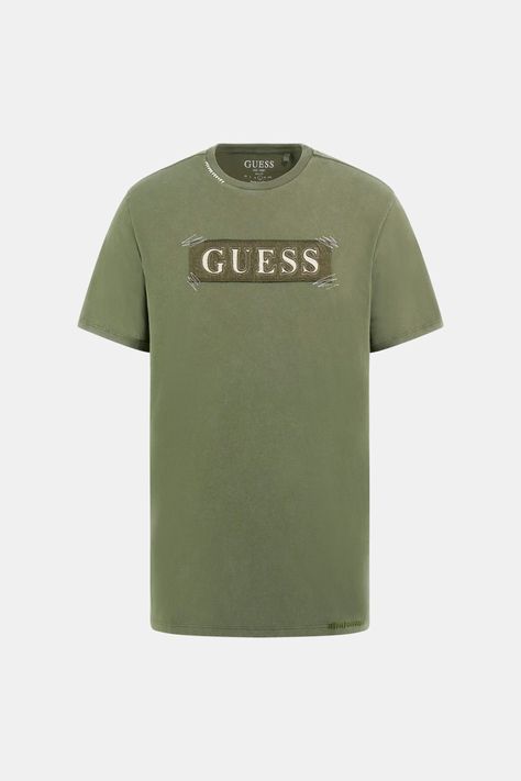 Polera Guess Hombre Ss Bsc Guess Applique Tee Verde-6