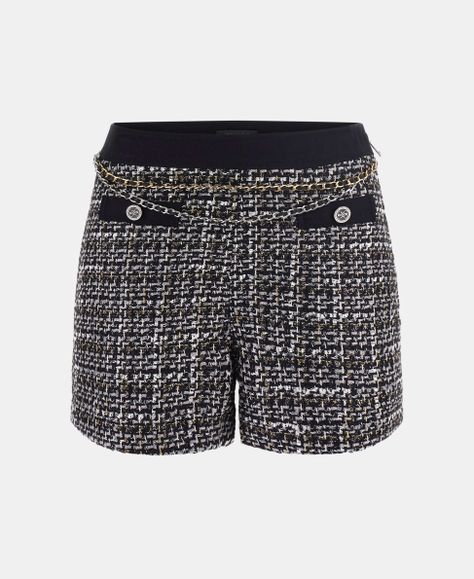 Short Guess Mujer Yvonne Mix Denim Tweed Short Negro-6