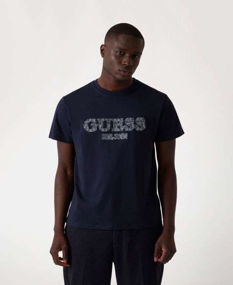 Polera Guess Hombre Ss Cn Embro Tee Azul-0