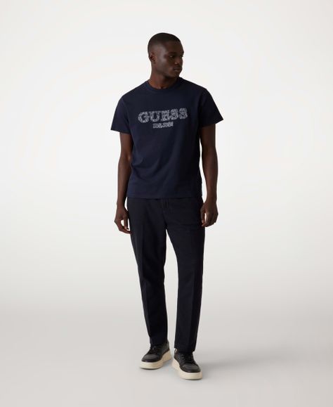Polera Guess Hombre Ss Cn Embro Tee Azul-1