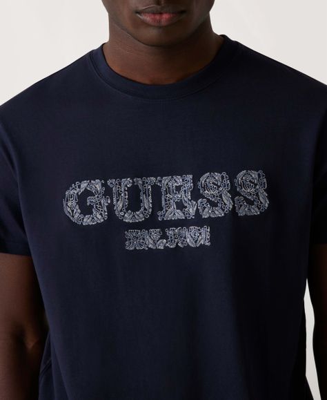 Polera Guess Hombre Ss Cn Embro Tee Azul-3