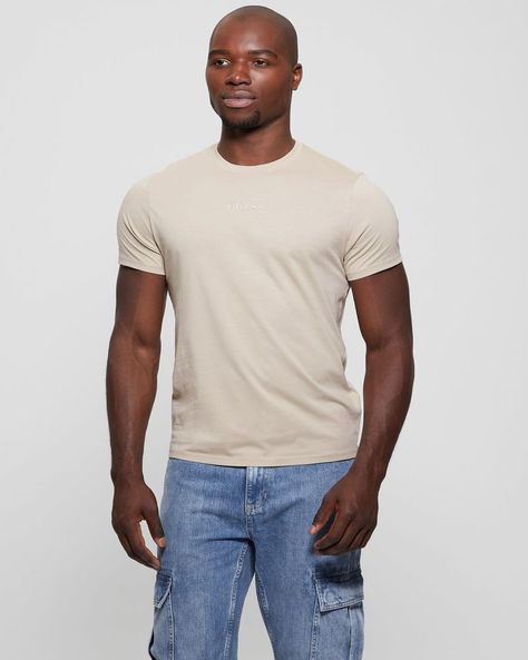 Polera Guess Hombre Ss Guess Emb Pima Crew Beige-0